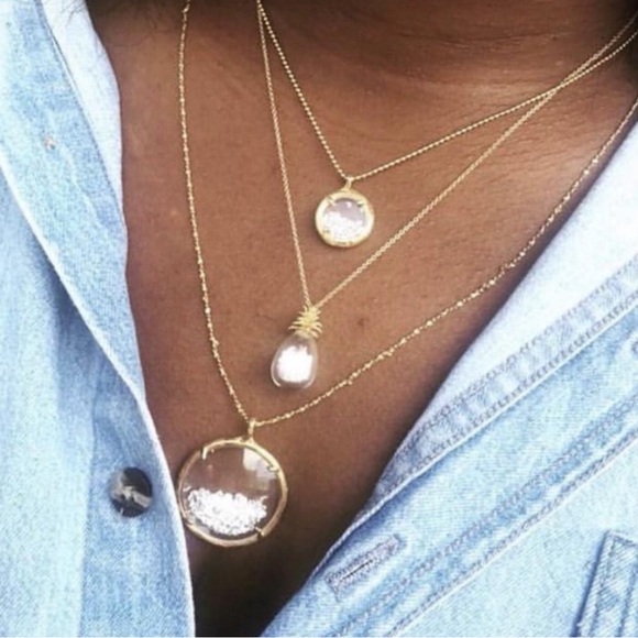 Catherine Weitzman Loose Swarovski Crystal Large Round Pendant Necklace-Boutique - Picture 5 of 9